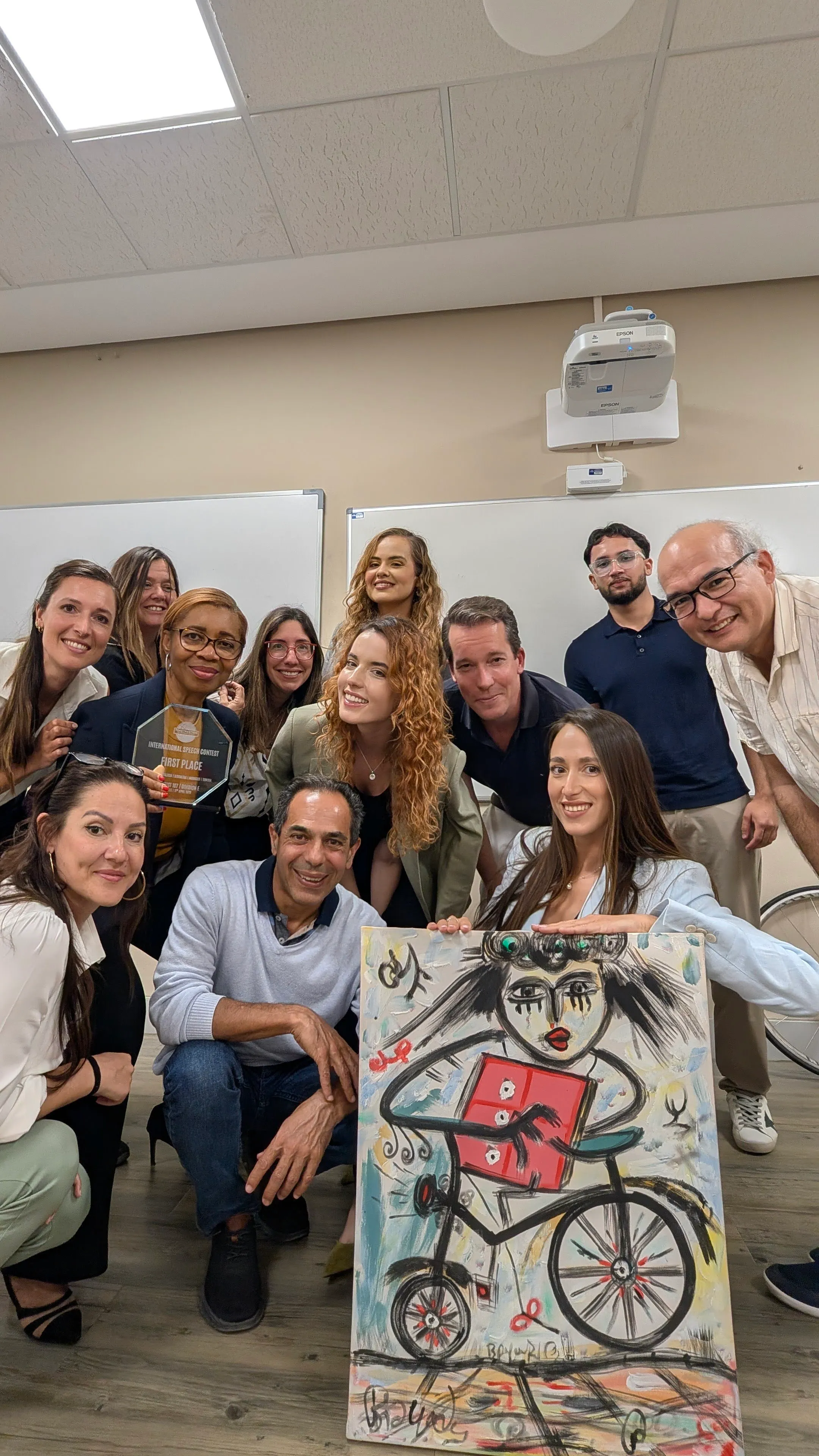 Members of the Marbella Achievers Toastmasters Club at a weekly meeting